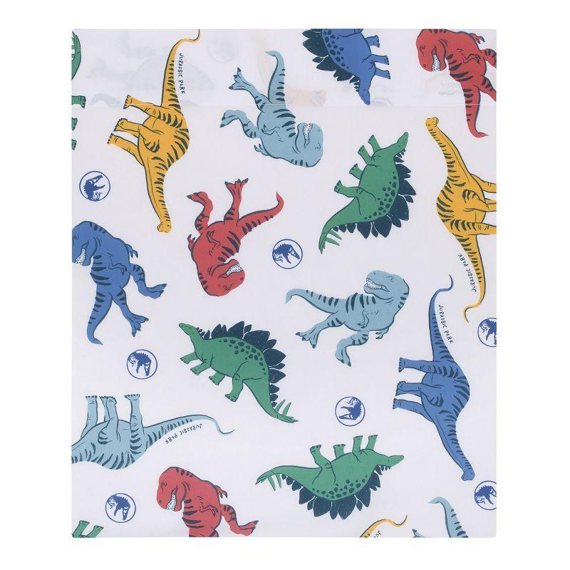 Universal Jurassic World Wild and Free Blue, Green, and Yellow Dinosaur 4 Piece Toddler Bed Set