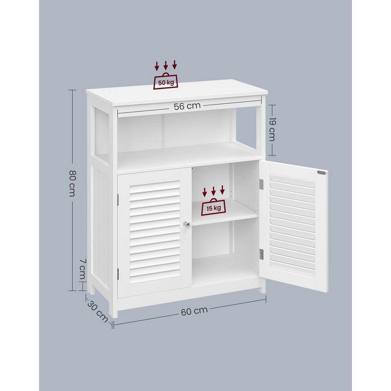 VASAGLE Bathroom Floor Cabinet, Bathroom Storage Cabinet, Freestanding, with Double Shutter Doors and Adjustable Shelf, White