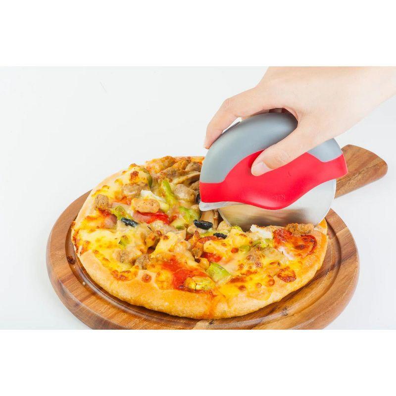 Jokari Red and Gray Stainless Steel Pizza Cutter with Safety Cover