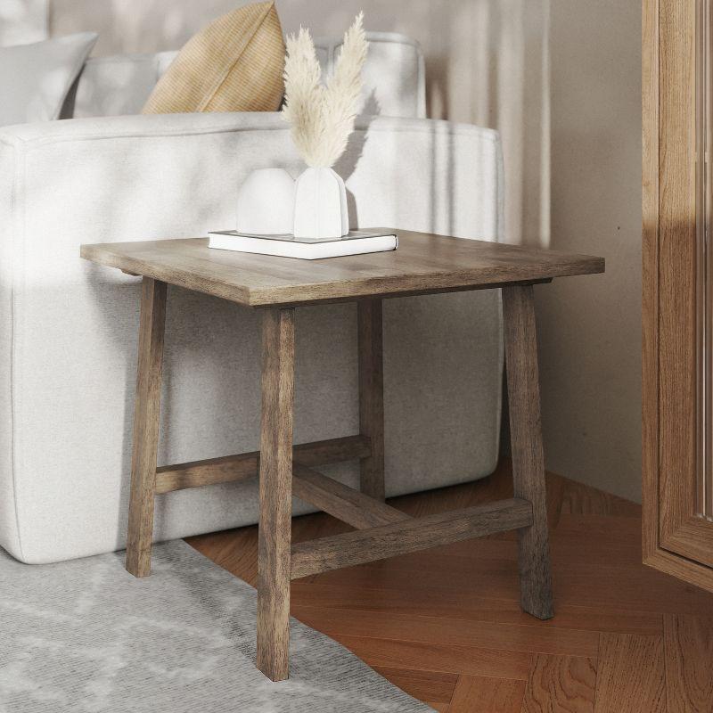 Rustic Brown Solid Wood Farmhouse End Table