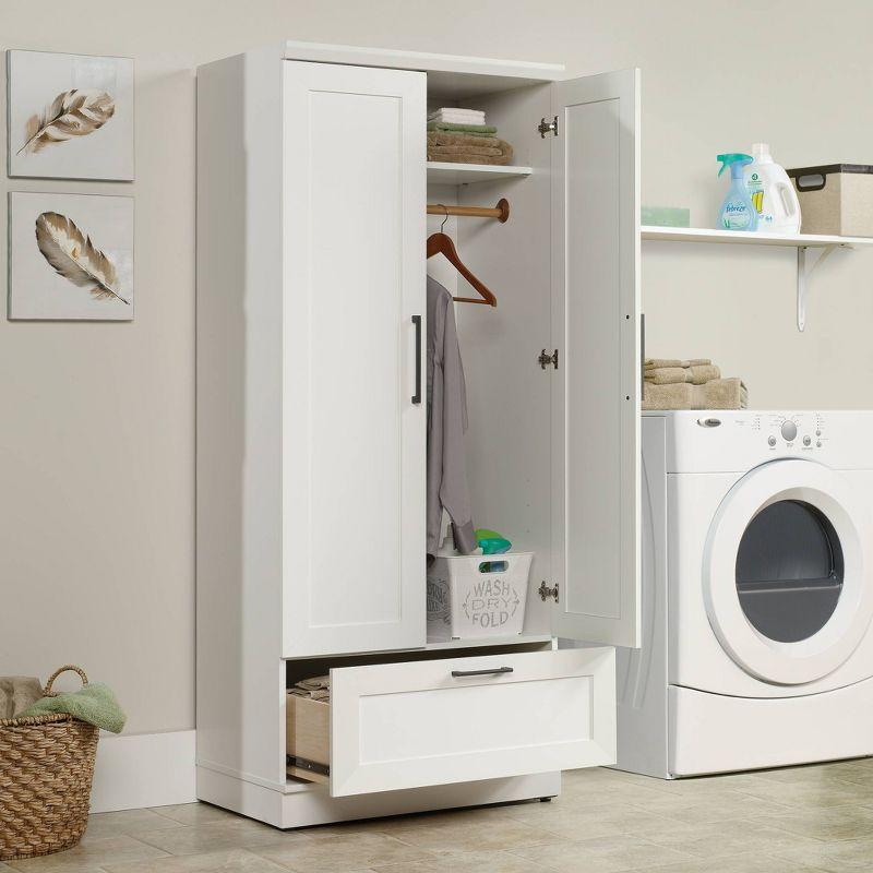 Homeplus Wardrobe Soft White - Sauder: MDF Construction, 2-Door Armoire Dresser with Drawers & Metal Hardware