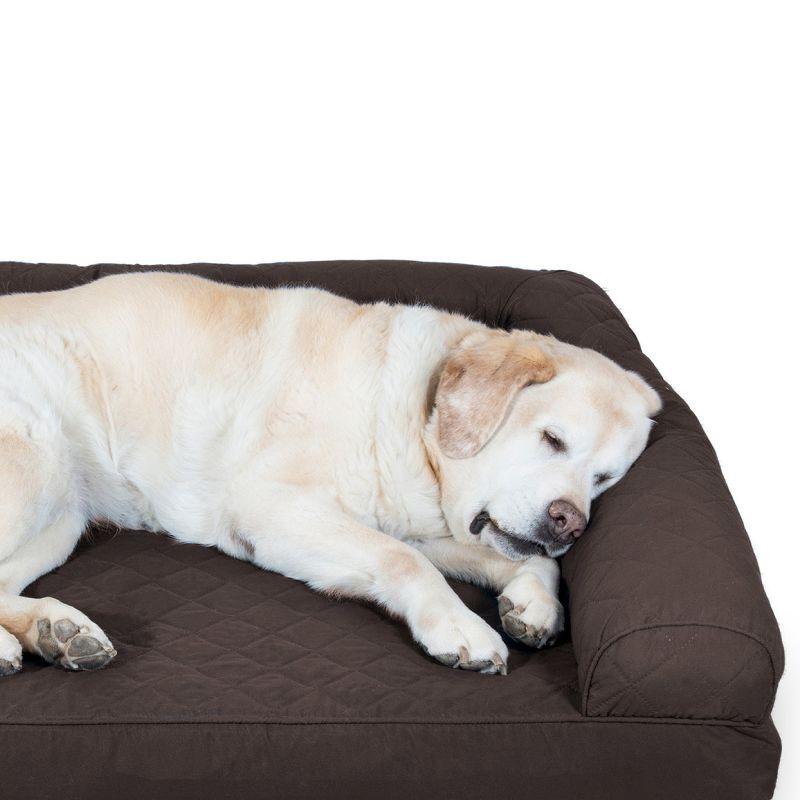 FurHaven Medium Quilted Full Support Sofa Dog Bed - Coffee