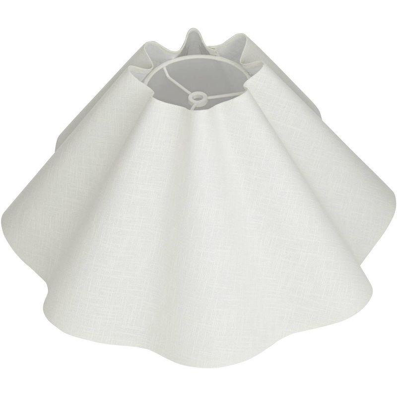 Springcrest 6" Top x 18" Bottom x 10" High x 10" Slant Lamp Shade Replacement Large White Wave Empire Modern Linen Fabric Spider Harp Finial