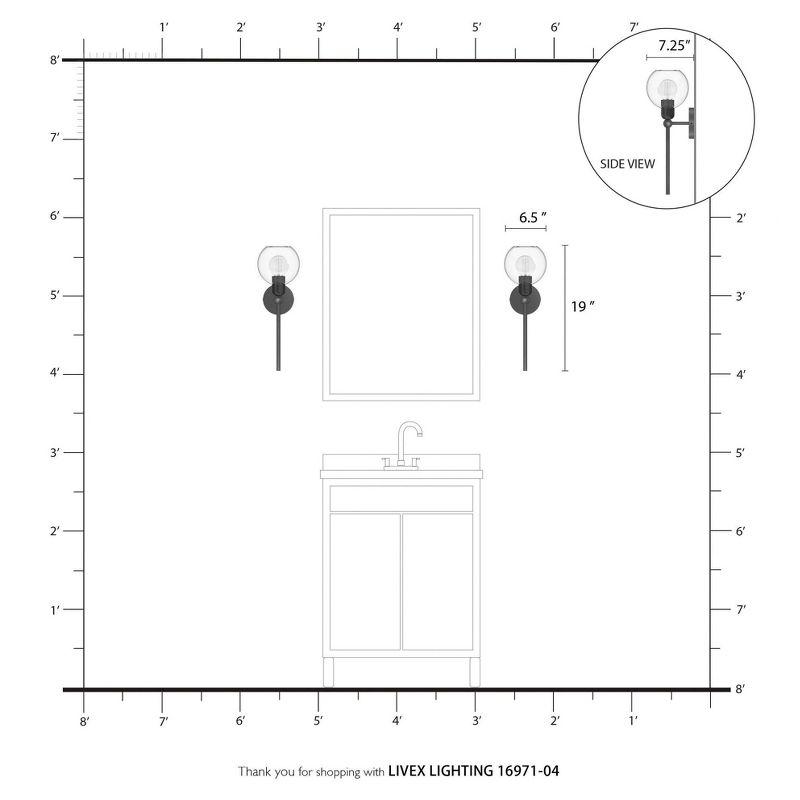 Livex Lighting Downtown 1 - Light Sconce in  Black/Brushed Nickel