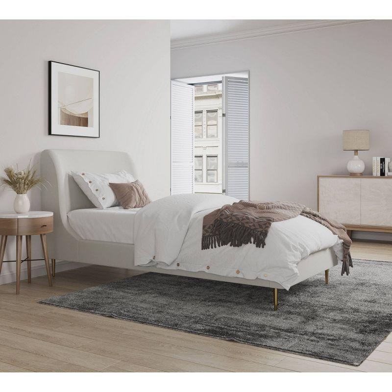 Twin Heather Velvet Upholstered Bed - Manhattan Comfort