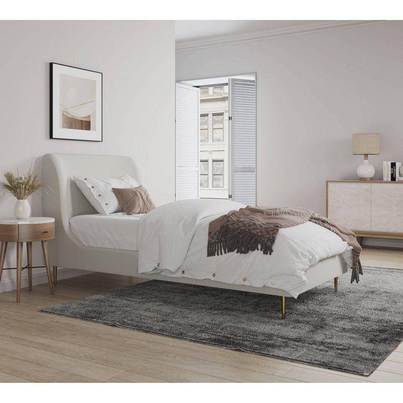 Heather Gold-Finished Twin Velvet Upholstered Bed with Slats