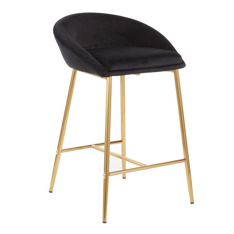 Wenty Glam Upholstered Counter Stool with Metal Frame (Set of 2)