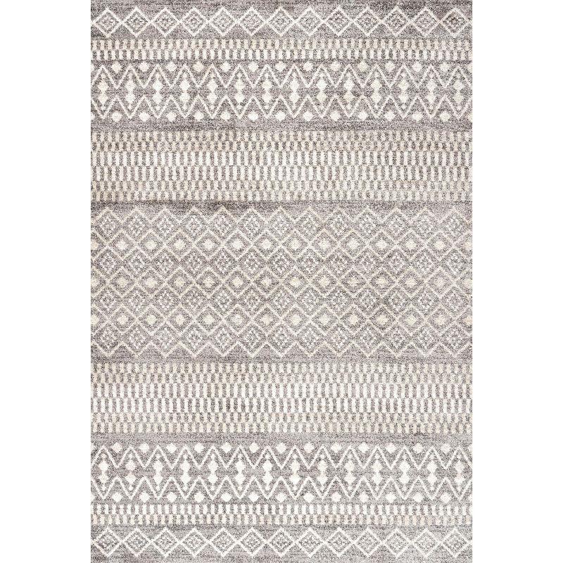 3'x5' Ifrane Berber Geometric Stripe Area Rug, Gray/Cream - JONATHAN Y