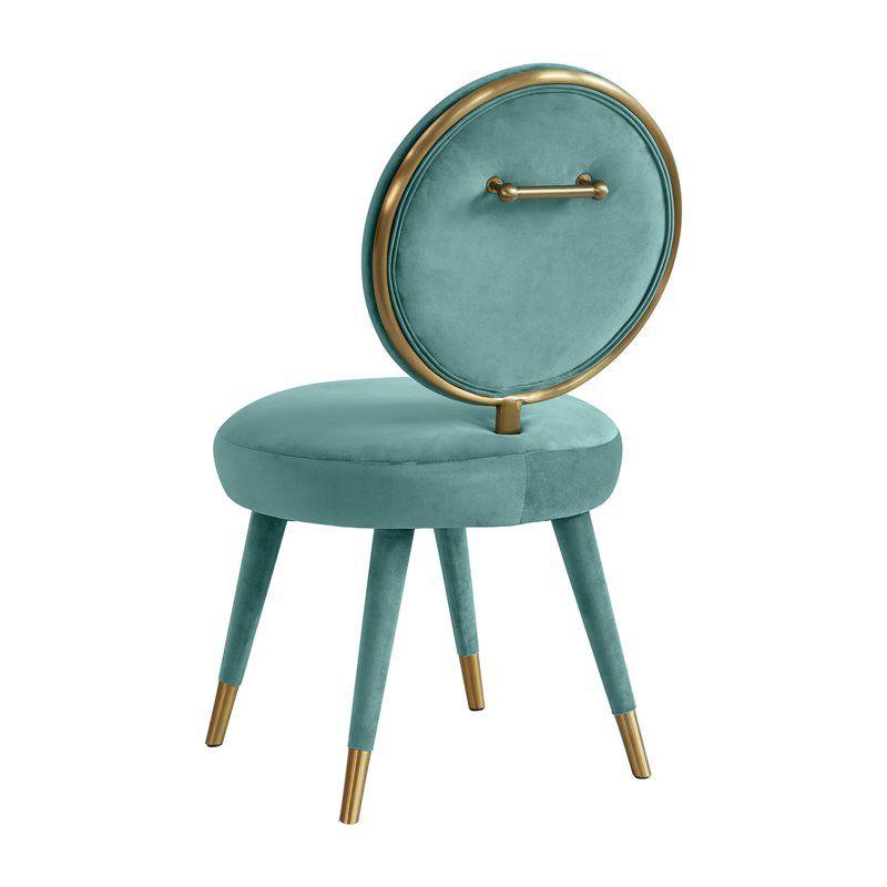 TOV Furniture Kylie 19.7" Transitional Velvet Dining Chair in Blue