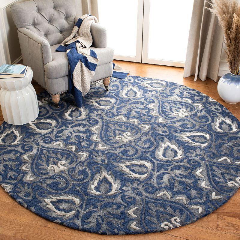 Dip Dye DDY511 Hand Tufted Area Rug - Navy/Grey - 7' Round - Safavieh.