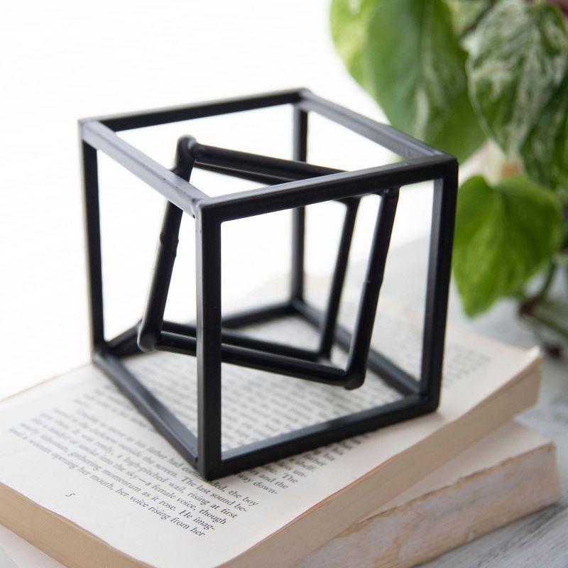 Black Modern Cube Metal Decorative Sculpture - Foreside Home & Garden