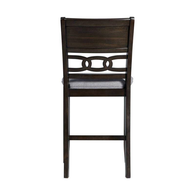 Luxe Gray Upholstered Ladderback Counter Height Side Chair Set in Walnut