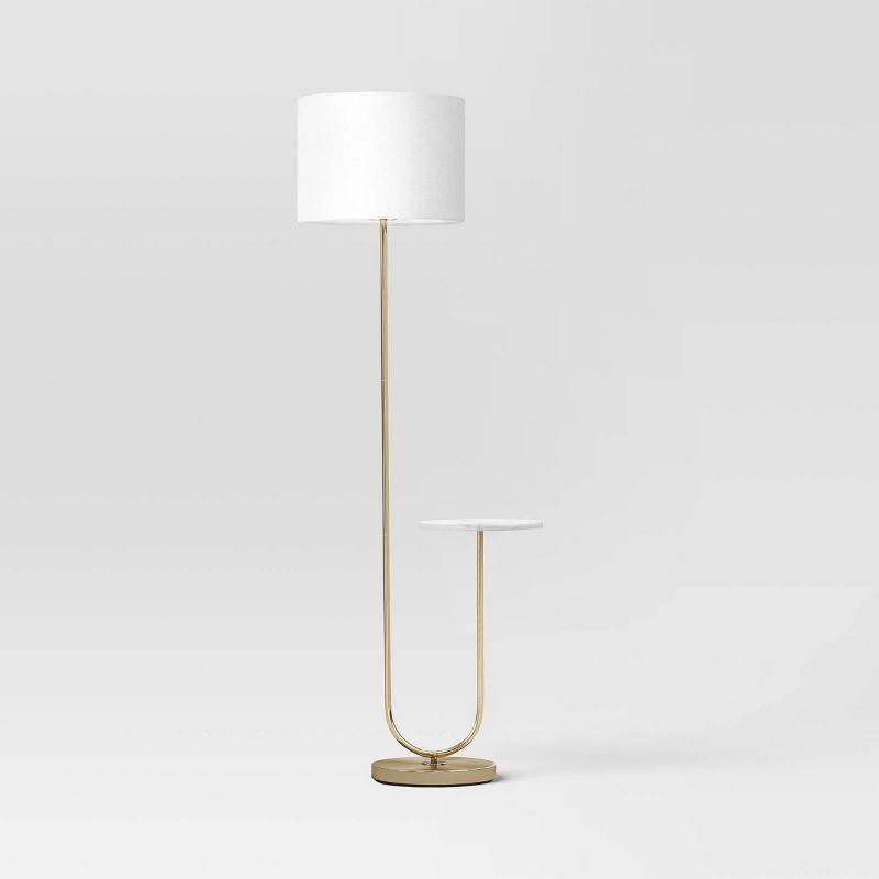 60"x20.5" Floor Lamp with Marble Table - Threshold™: Modern Standing Lamp with Polyester Shade