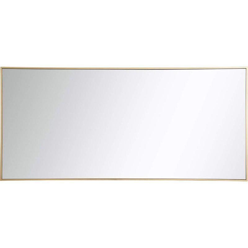 Elegant Lighting Modern Metal Frame Mirror, Rectangle 30", Brass Finish – Ideal for Vanity or Accent Wall