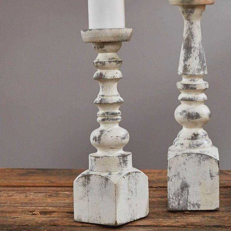 Park Designs Brighton Wood Candlestick 15" - White