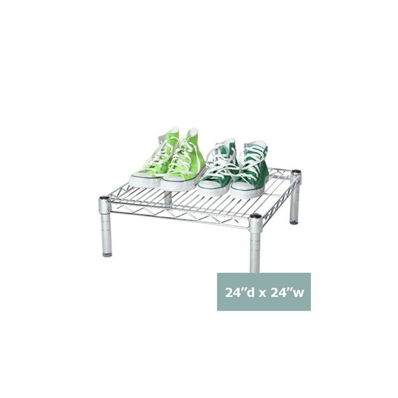 24" Chrome Wire Adjustable Single Tier Shelf