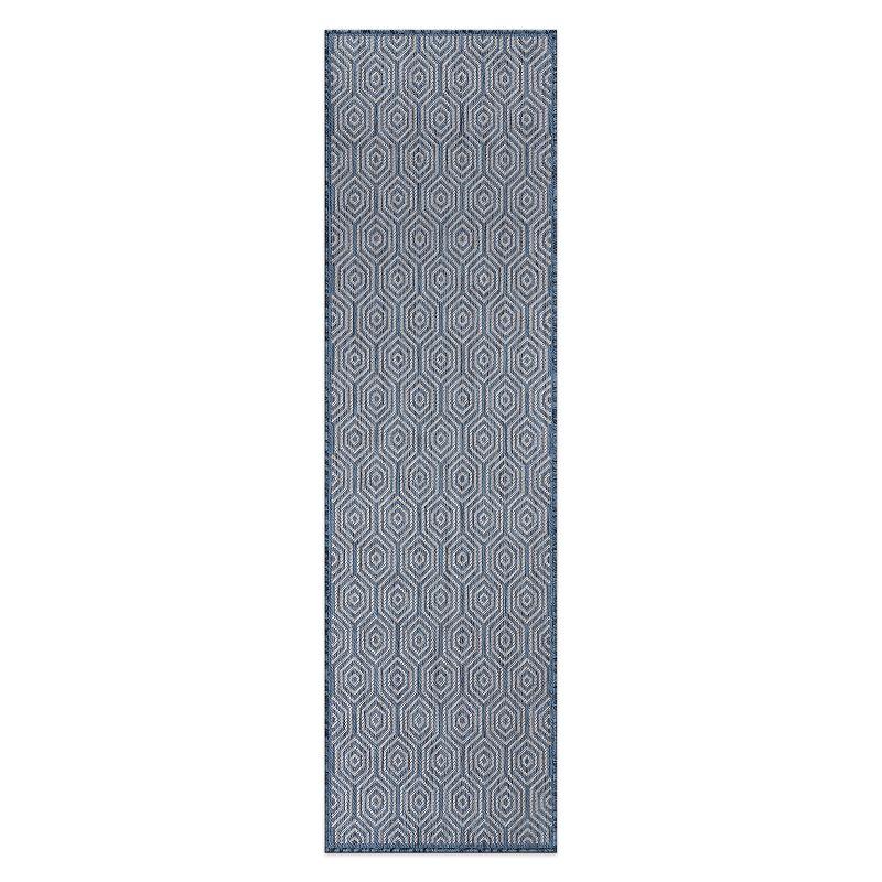 World Rug Gallery Modern Geometric Textured Flat Weave Indoor/Outdoor Area Rug - BLUE 2'x7'