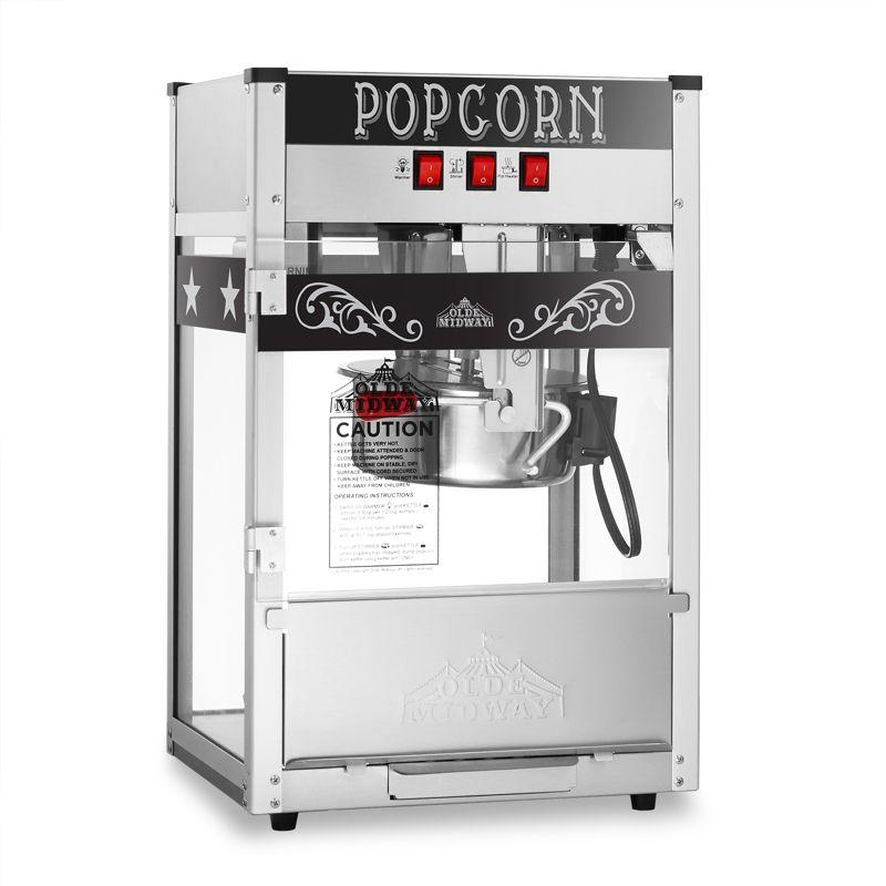 Olde Midway Black Commercial Popcorn Machine with 8-Ounce Kettle