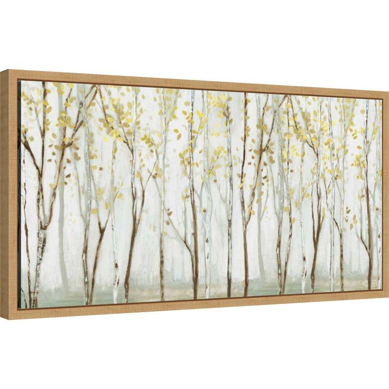 Serene Birch Tree Landscape Canvas Print with Natural Frame