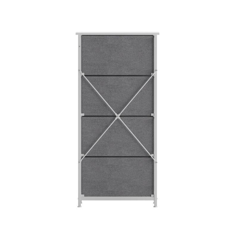 Flash Furniture 4 Drawer Dresser-Natural Wood Top/White Iron Frame/Natural Drawers-White Handles