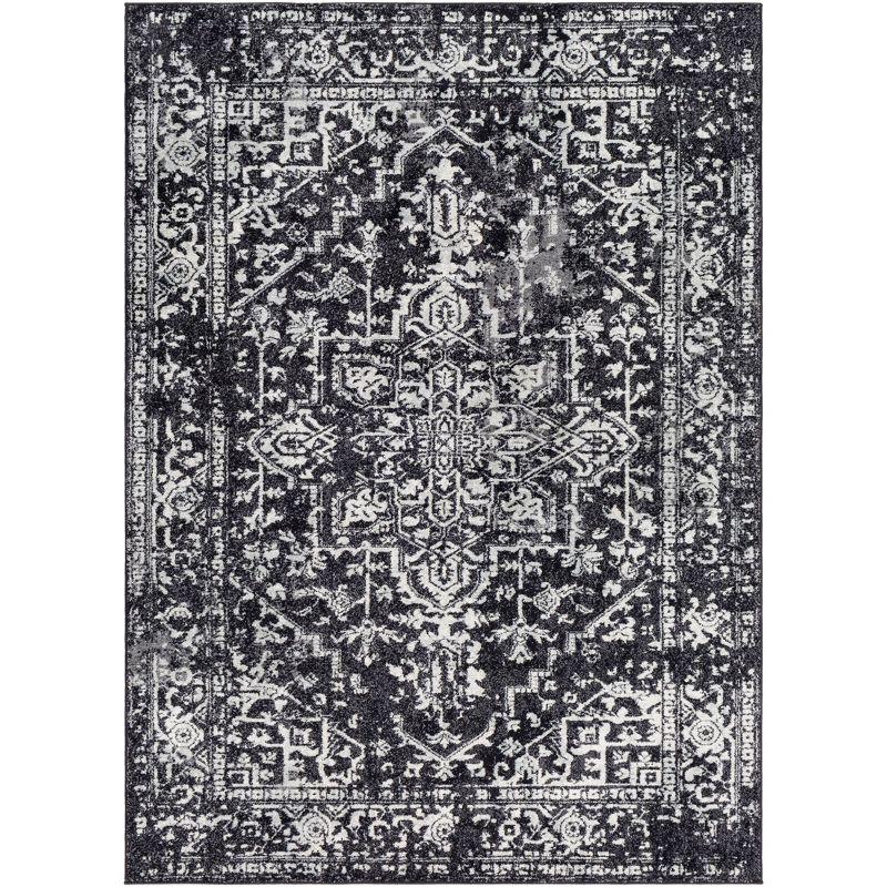 Livabliss 5'3"x7'3" Worsham Traditional Rug Black: Medium Pile, Stain & Fade-Resistant, Indoor Use