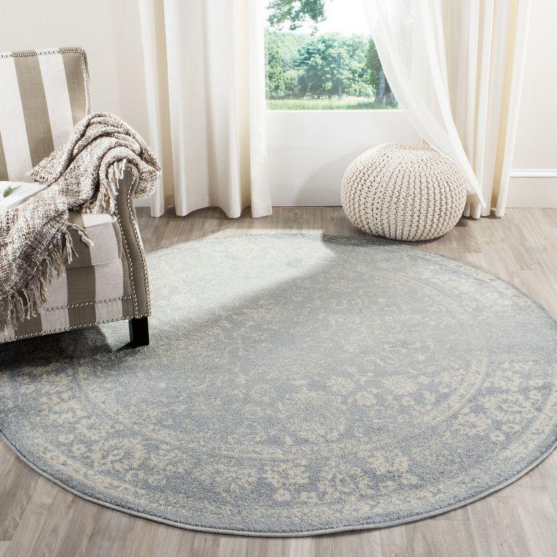 Adirondack Slate and Ivory Round Synthetic Area Rug