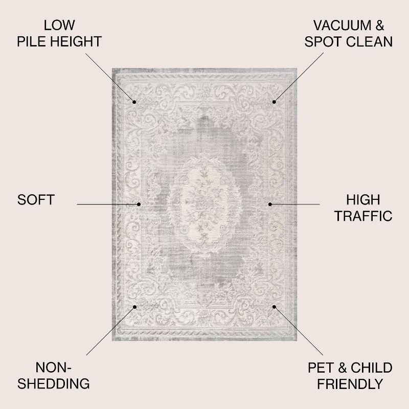 4'x6' Rosalia Cottage Medallion Area Rug, Ivory/Gray - JONATHAN Y