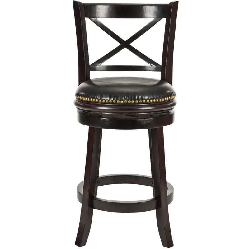 Butler Cappuccino Black Leather Swivel Counter Stool