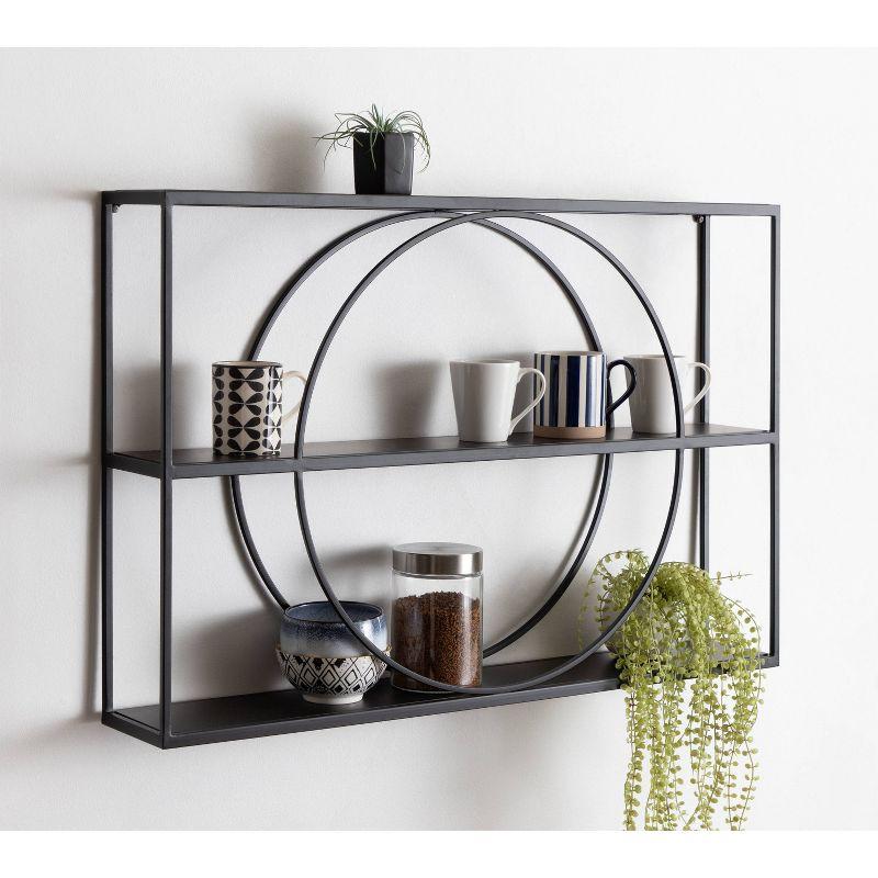 Kate & Laurel All Things Decor 36" x 24" Pirzada Geometric Wall Shelf Black: 3-Tier Metal Storage, No Assembly Required