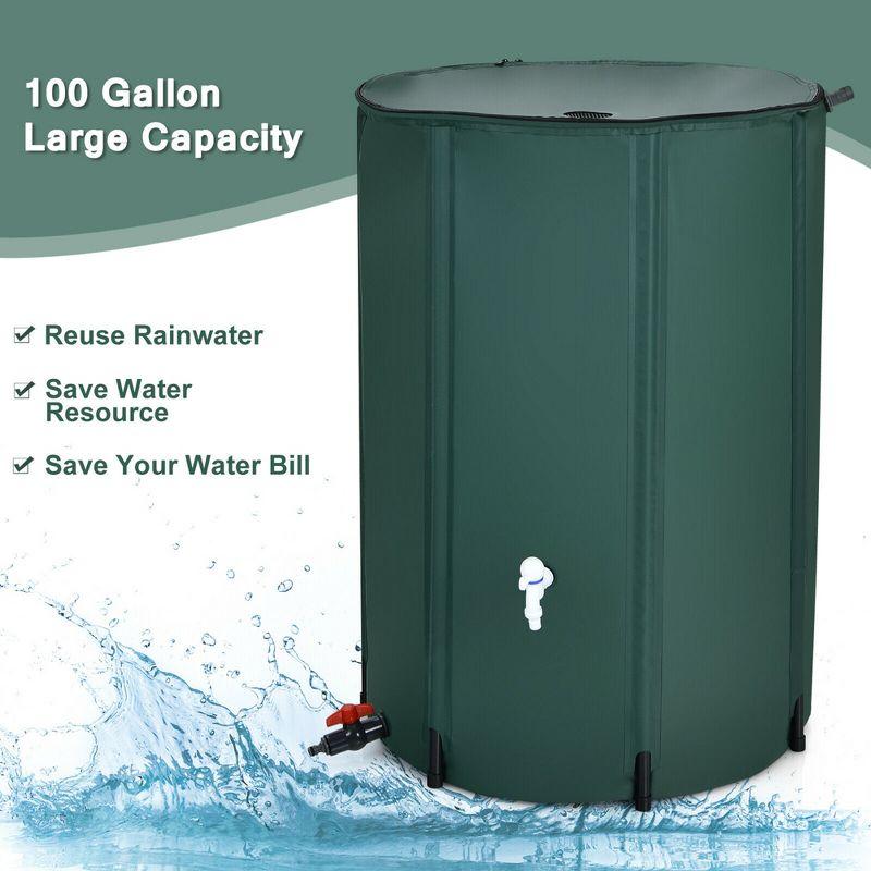 Costway 100 Gallon Portable Rain Barrel Water Collector Collapsible Tank w/Spigot Filter