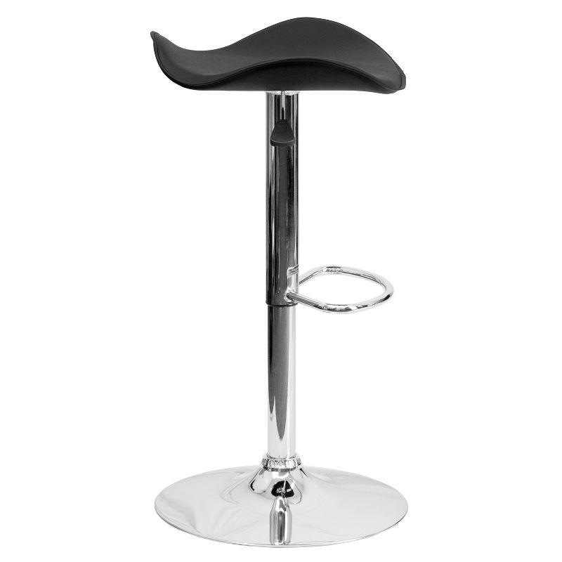 Black Adjustable Height Swivel Barstool with Chrome Base