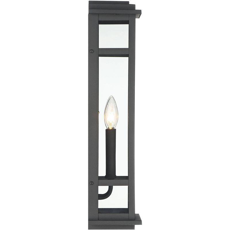 Possini Euro Design Metrix 20" High Farmhouse Rustic Rectangular Outdoor Wall Light Fixture Mount Porch House Exterior 2-Light Black Clear Glass Shade