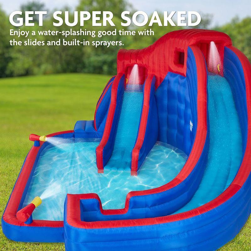 Sunny & Fun Inflatable Kids Backyard Water Slide Park w/Slides & Pool