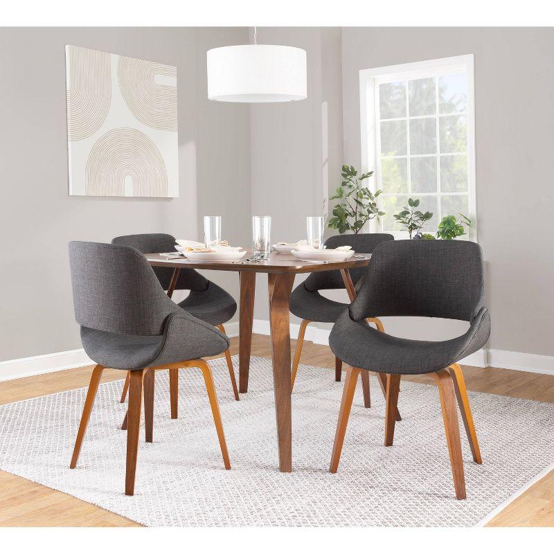 Set of 2 Fabrico Dining Chairs Walnut/Charcoal: LumiSource, Modern Kitchen Seating, Contoured Back