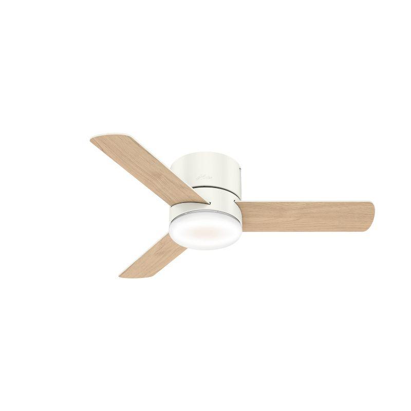 44" White Low Profile Ceiling Fan with LED Light and Remote