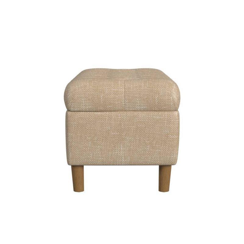 Button Tufted Storage Bench with Cone Wood Legs - HomePop