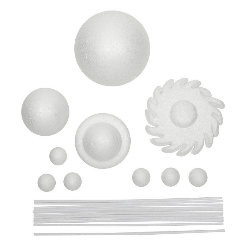 Genie Crafts 22 Piece 3D Solar System Model Kit for Crafts, Outer Space Science Projects, White Foam Balls and Dowels Included