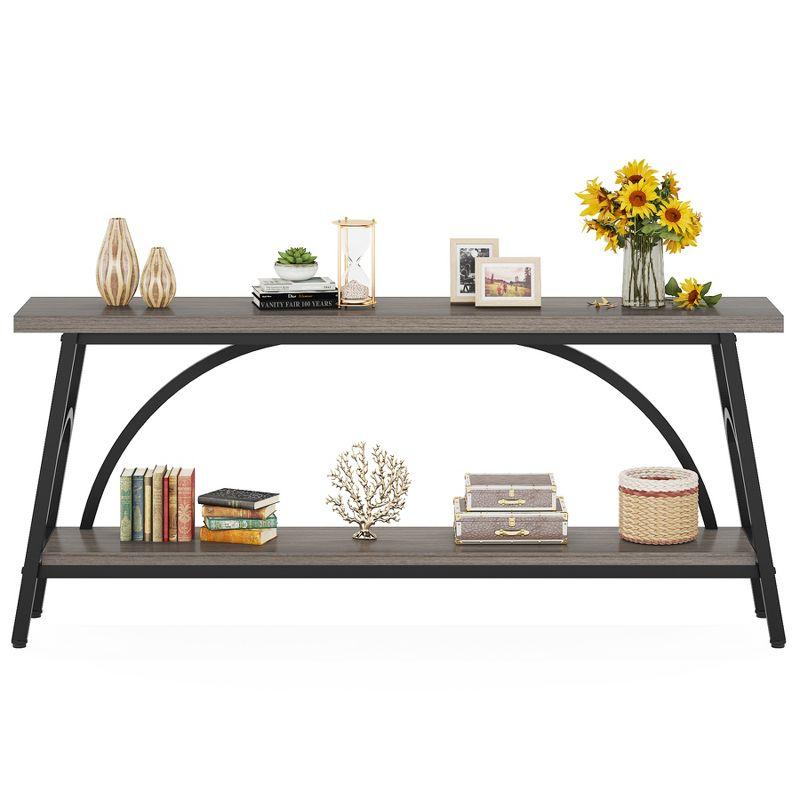 Tribesigns 70.8 inches 2-Tier TV Stand Extra Long Sofa Console Tables, Grey and Black