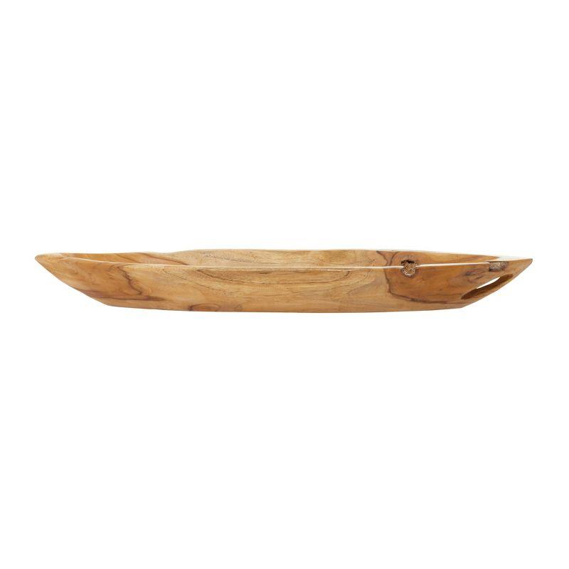 Handcrafted Natural Teak Wood Canoe Shaped Decorative Bowl