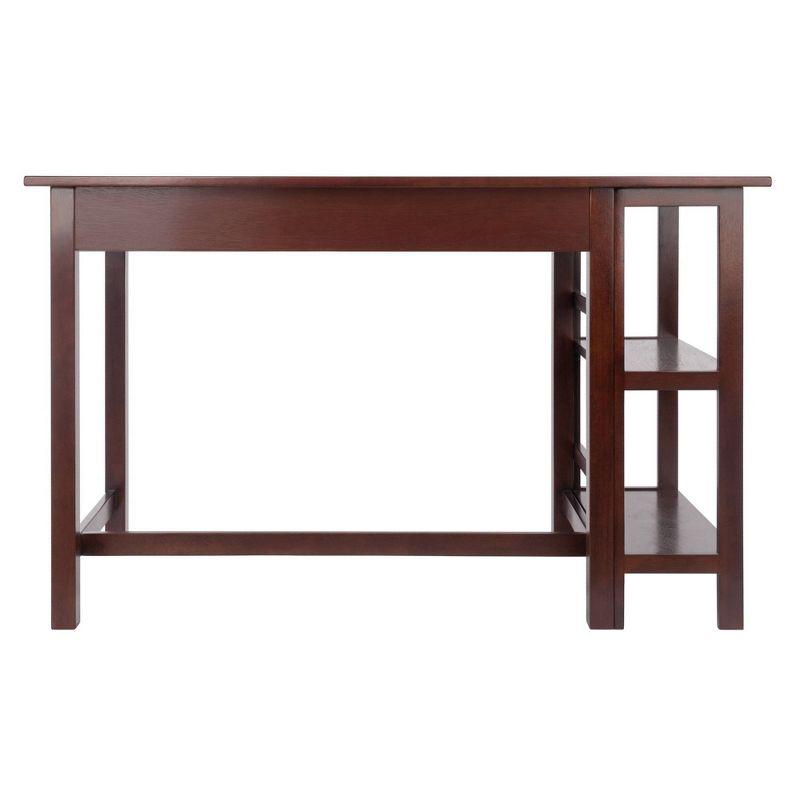 Velda Writing Desk Walnut - Winsome: Hardwood & MDF, Side Shelves, Modern Style