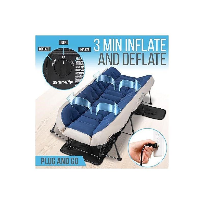 SereneLife EZ Air Mattress with Frame & Rolling Case, Foldable Self-Inflating Air Bed with Built in Pump, Twin