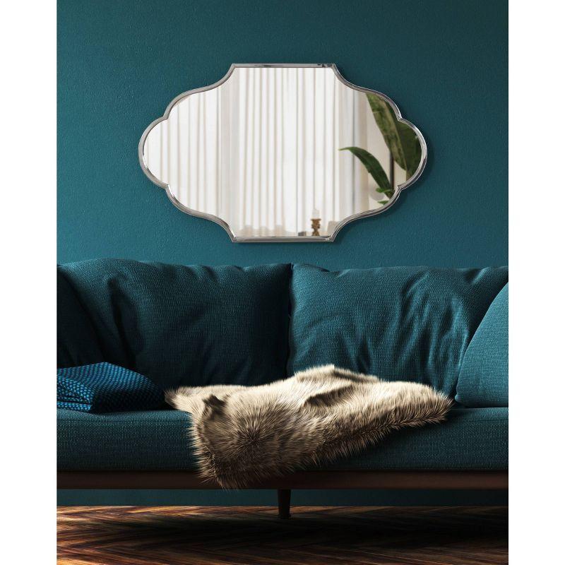 23" x 37" Rowla Framed Decorative Wall Mirror Silver - Kate & Laurel All Things Decor: Arched, Curved, Metal Mount