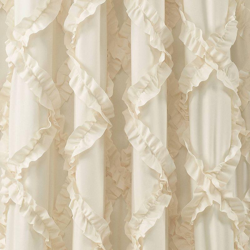 Ivory Elegance Ruffle Diamond 84" Polyester Window Curtain Set