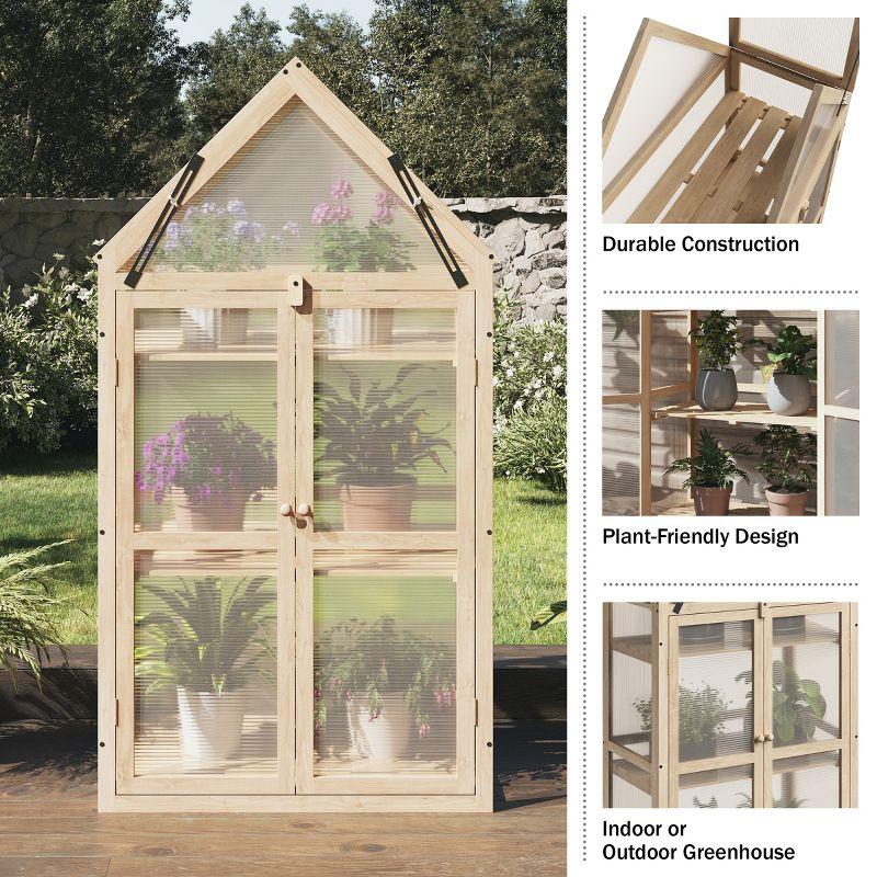 Home-Complete Wood Cold Frame Greenhouse with Adjustable Shelves