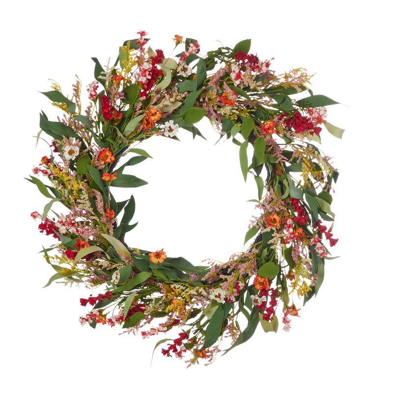 26-Inch Multicolor Artificial Floral Eucalyptus Wreath