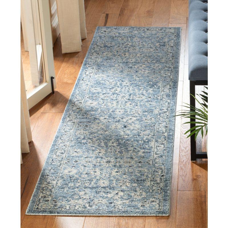 Charleston Vintage-Inspired Navy & Light Grey Synthetic Area Rug - 2' x 8'