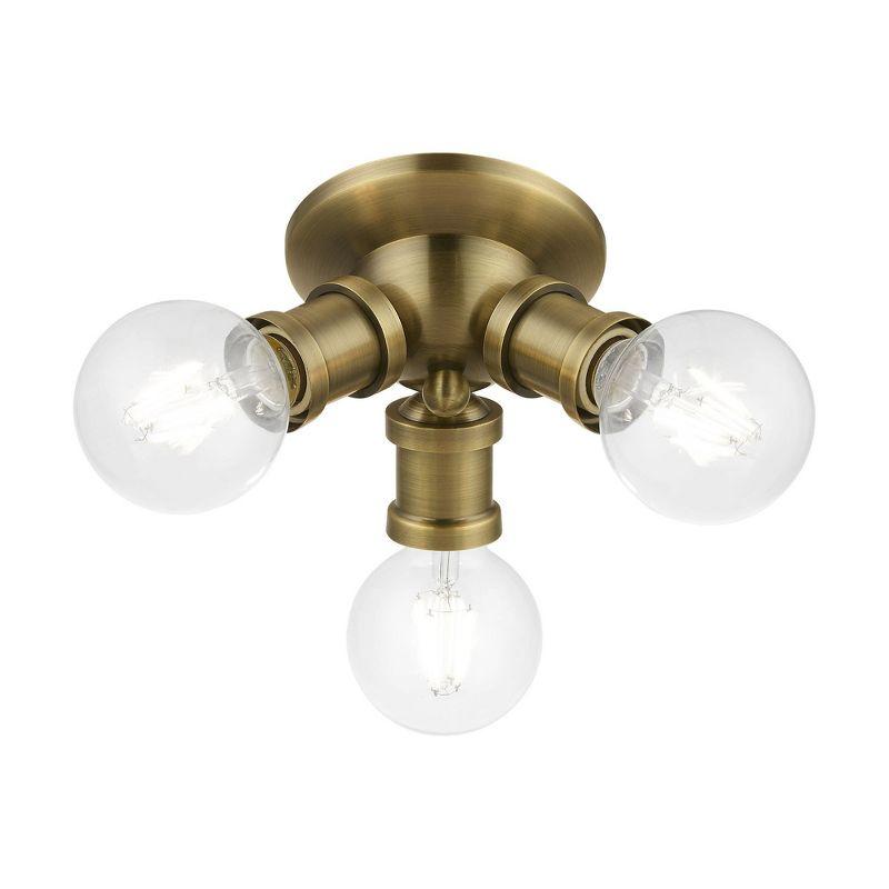 Livex Lighting Lansdale 3 - Light Flush Mount in  Antique Brass