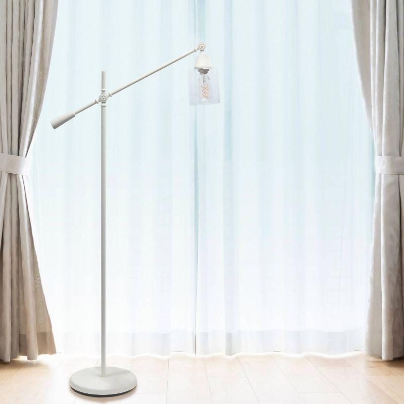 Swing Arm Floor Lamp with Glass Cylindrical Shade - Lalia Home