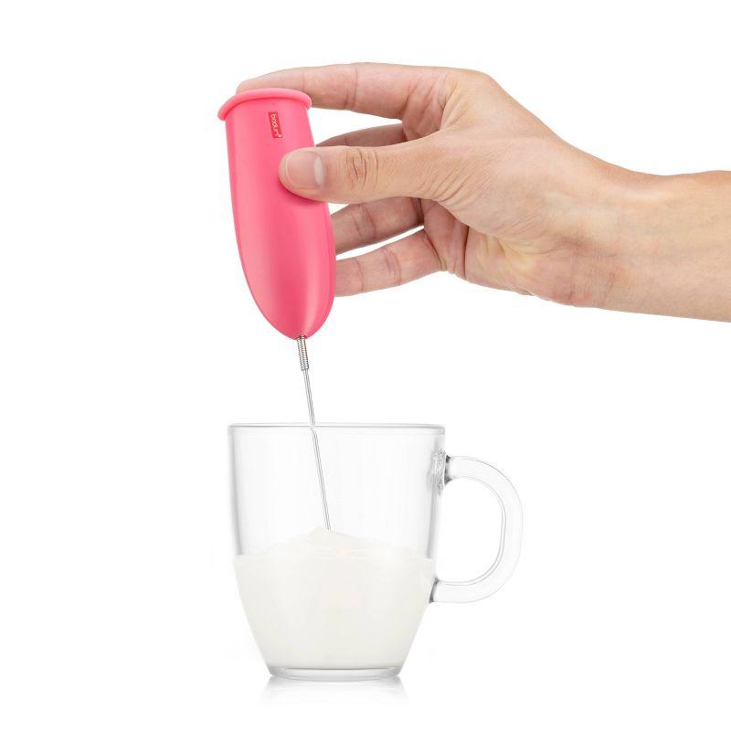 Bodum Schiuma Milk Frother Pink: Handheld Frother Wand for Coffee, Battery-Powered Mixer, Stainless Steel & Plastic