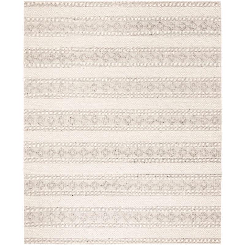 Handmade Gray Stripe Tufted Wool Rectangular Rug 8' x 10'
